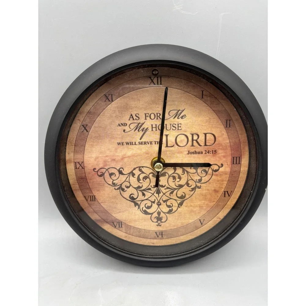Joshua 24:15‎ Religious Wall Clock Black Round Musical Christian Decor